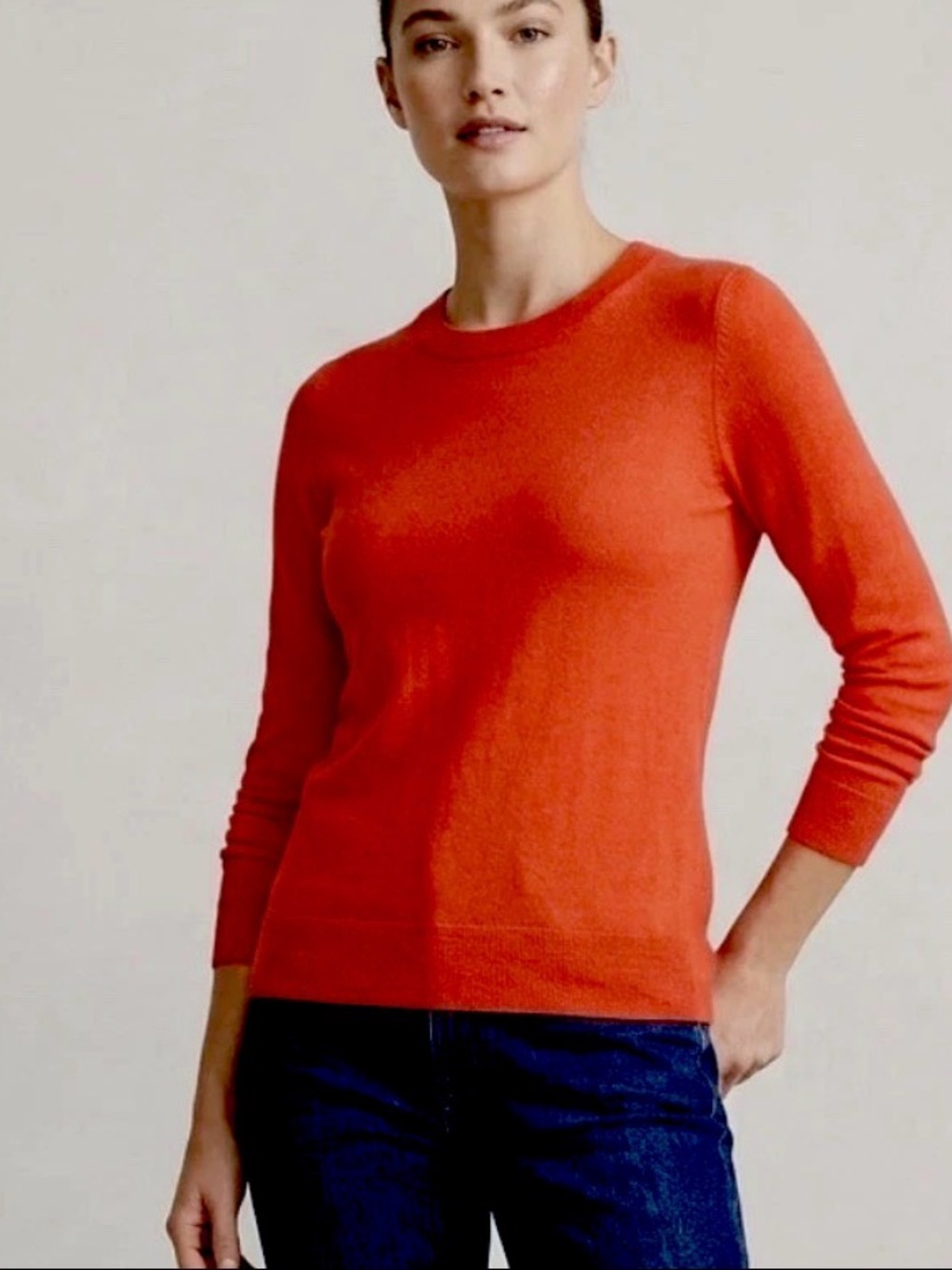 J.Crew Tippi Sweater 100% Merino Wool Red Orange Crewneck Size M Style E1277